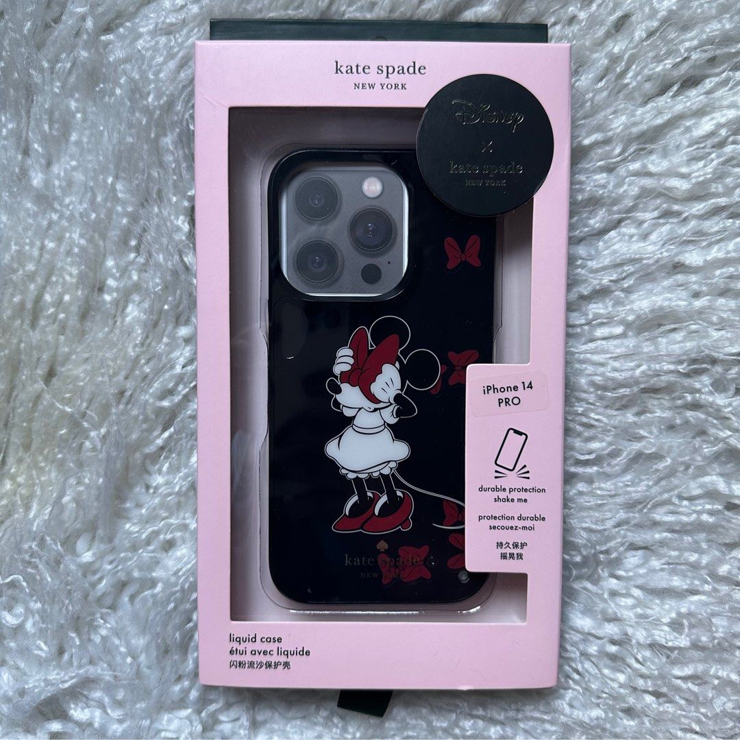 iPhone 14 Pro Kate Spade x Disney Liquid Case (Category: Cases & Sleeves) located in Pasig City. Submitted by janey.frank.olaivar (Listing ID 1231247193, Image 2). Description: Brand new 💯 Liquid case; feel free to message me for more details!! ☺️ Original Comes with Kate Spade paper bag 💓 Tags: minnie mouse, disney.
