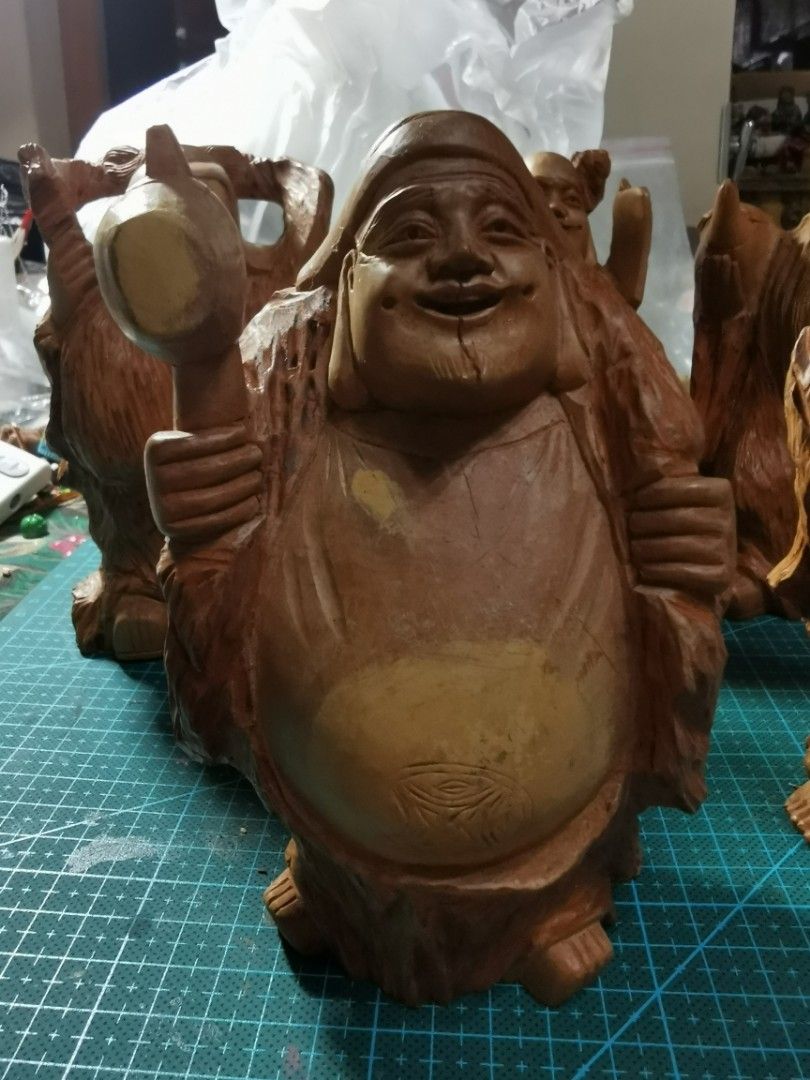Japanese Lucky Gods (Category: Vintage Collectibles) located in Quezon City. Submitted by belikabim2014 (Listing ID 1231261090, Image 2). Description: 6 pcs All solid wood carved items From Japan Delivery via courier pick up buyer's booking Novaliches location.