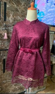Brukat/ Brukat Maroon / Kebaya atasan/ kebaya maroon / atasan maroon / baju kondangan / baju pesta / kebaya merah
