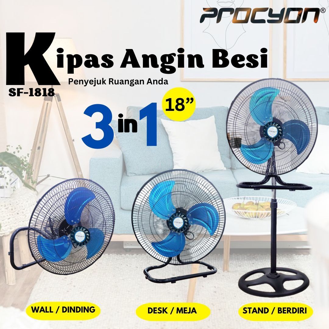 Kipas angin besi jumbo 18 inch procyon 3 in 1 sf 1818 on carousell