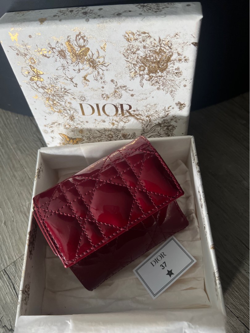 Lady Dior Lotus Wallet Cloud Blue Patent Cannage Calfskin  DIOR
