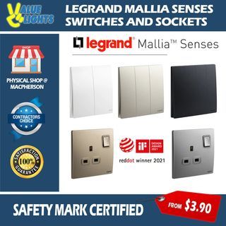 Legrand Mallia Senses 2022 Newest Designer Switch Socket Heater Safety Mark Approved