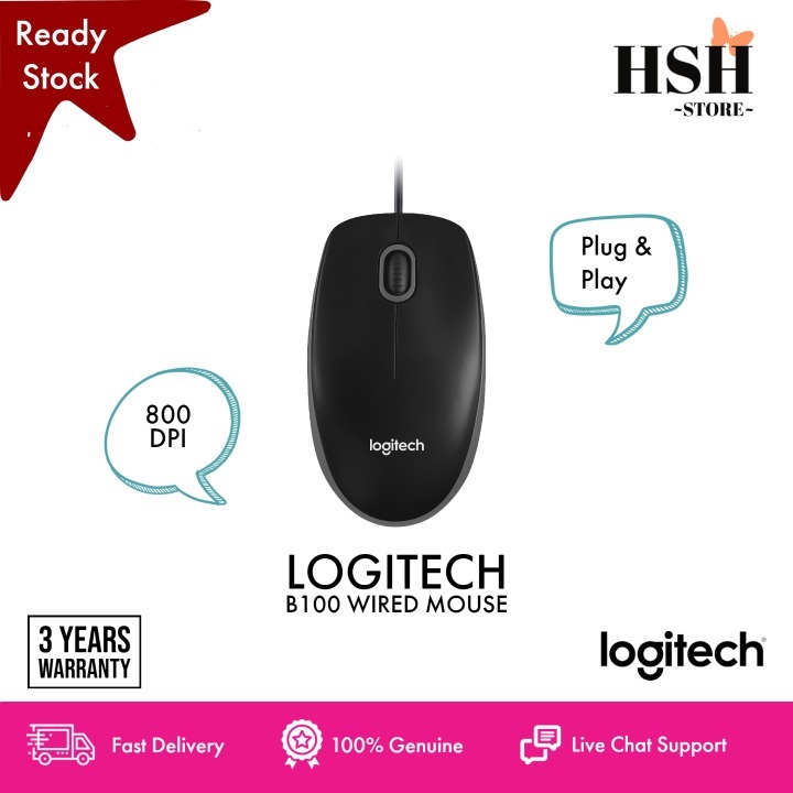 Logitech B100 Wired Mouse USB Connectivity, Computers & Tech, Parts Accessories, Mouse & Mousepads on