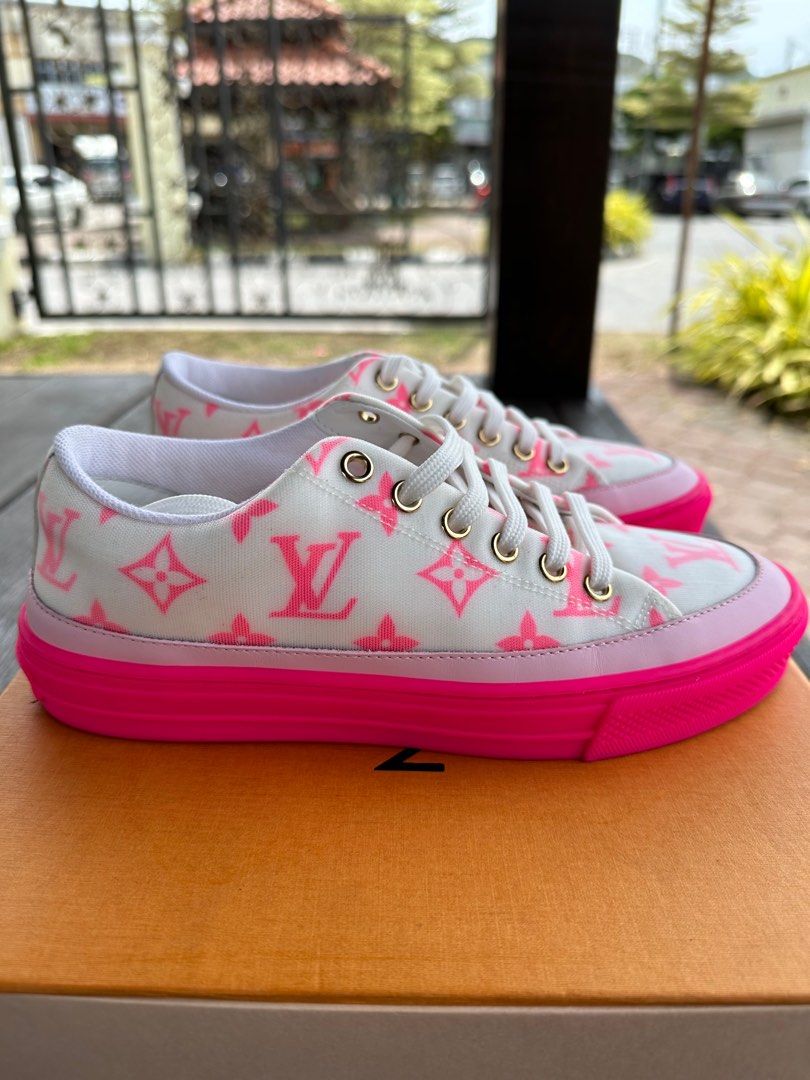 Louis Vuitton LV Women Stellar Sneaker Boot in Pink Monogram Denim - LULUX