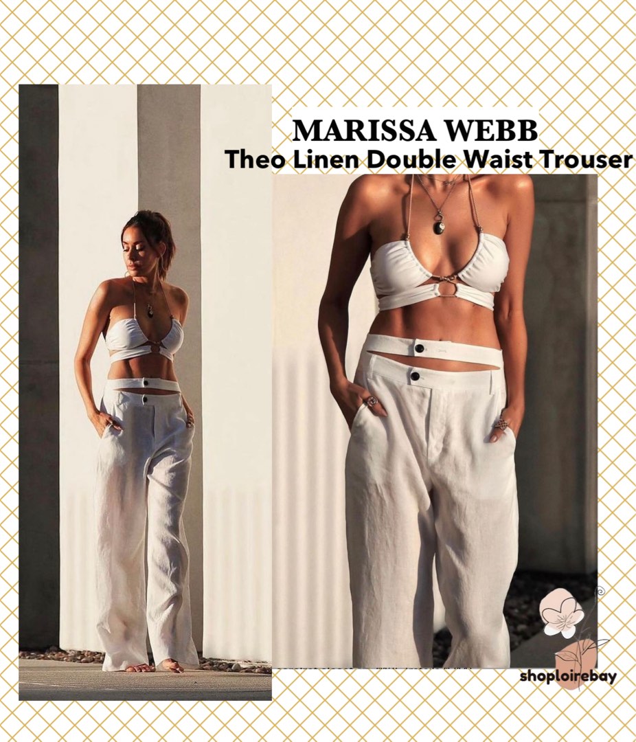 Theo Linen Double Waist Trouser in Black, MARISSA WEBB