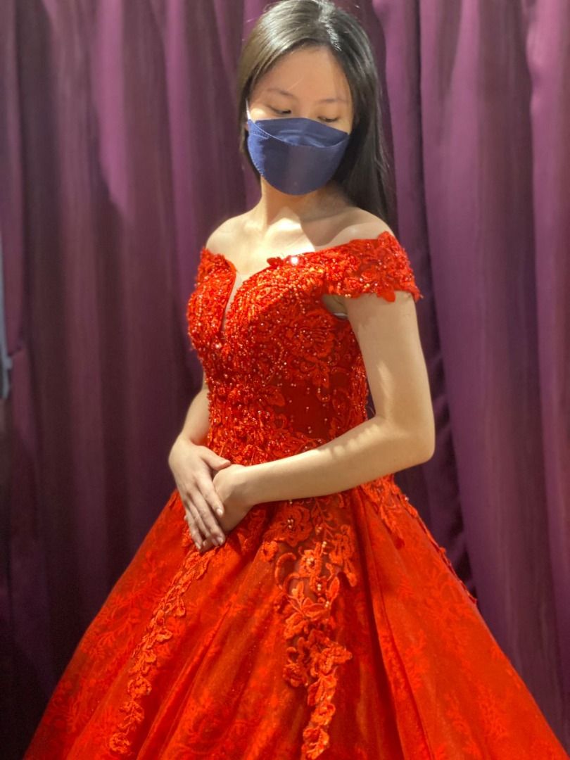 Gown for shop debut maroon