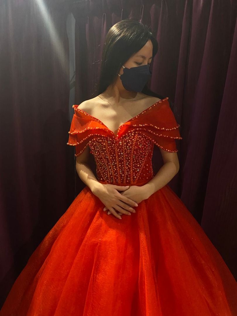 Maroon gown shop for debut