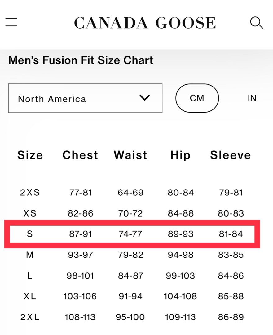 Canada goose chilliwack bomber size best sale chart