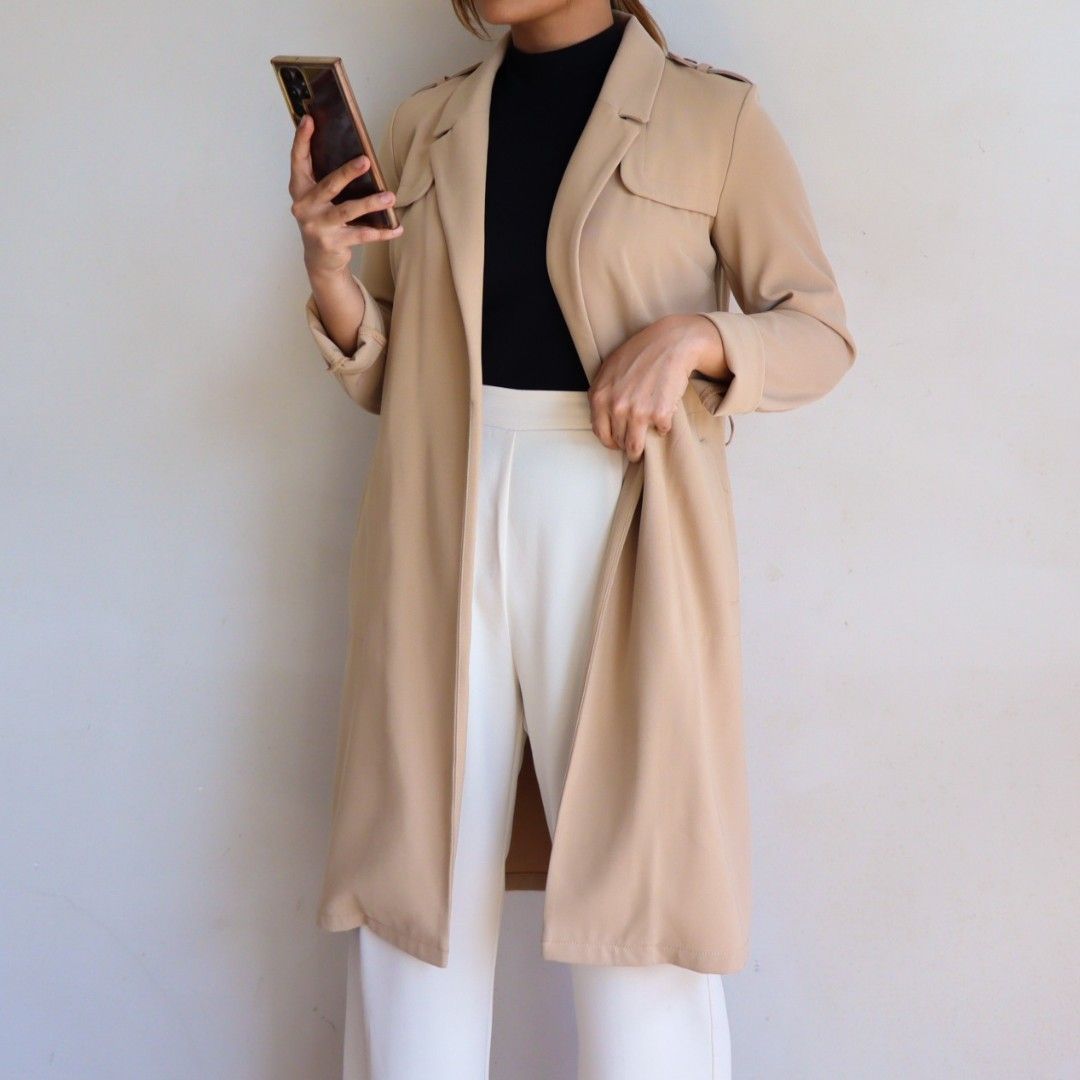 Miss Selfridge Beige Light Trench Coat