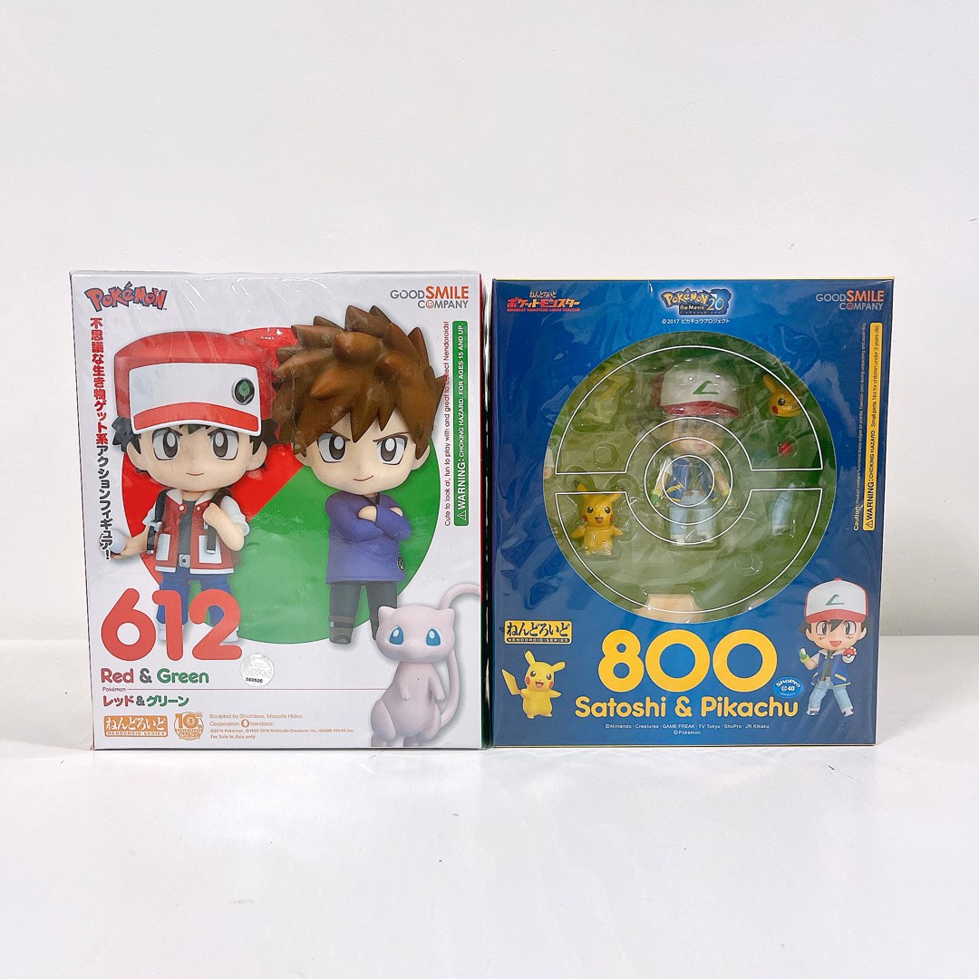 Nendoroid 612 and 800 Satoshi Ash Pikachu Red and Green