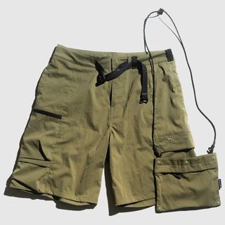 Nine Point Nine Cargo Shorts with pocket sling bag Parachute Baggy Tapered Techwear Gorpcore