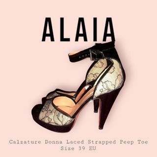 Orig Alaia Calzature Donna Laced Strapped Peep Toe
