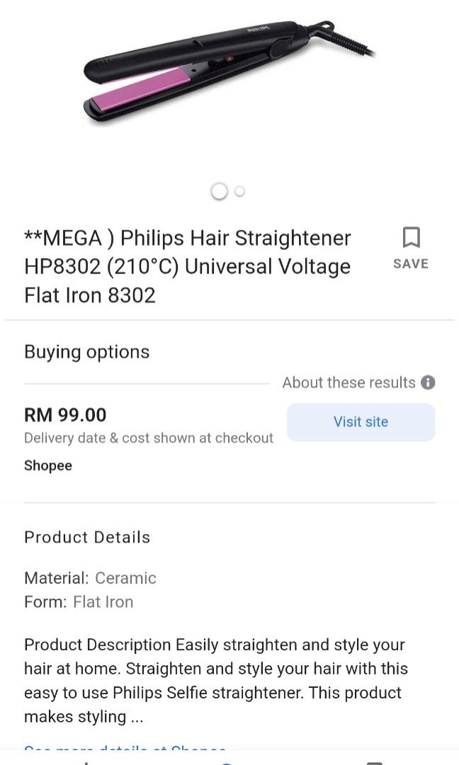 Philips Hair Straightener 8302