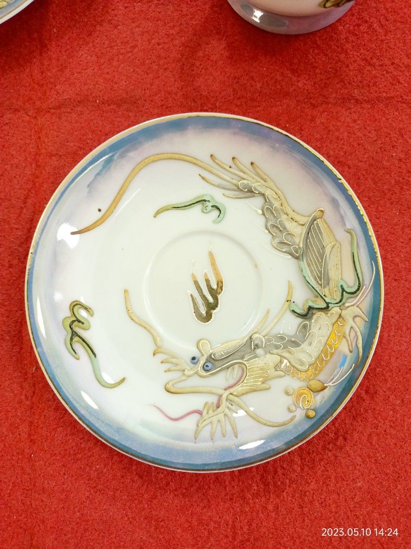 Porcelain Tea Set Dragon Motif, Furniture & Home Living, Kitchenware