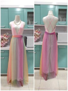 MURAH Premium Long Dress Rainbow/party dress