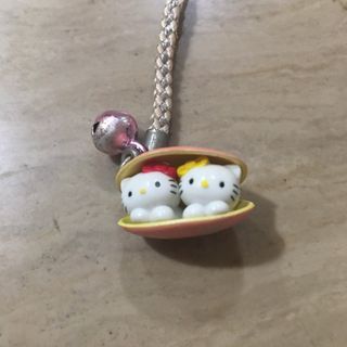 ˗ˏˋRARE original licensed pink twin clam shell sanrio gotochi hello kitty charm phone bag keychain collectables kawaii harajuku figure from japanˎˊ˗