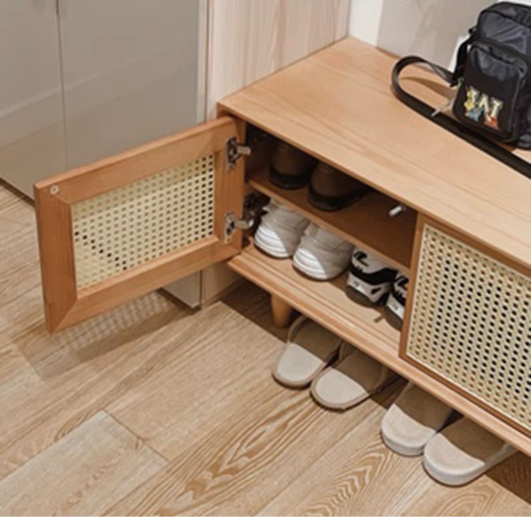 Rattan wooden shoe cabinet, Furniture Home Living, Furniture