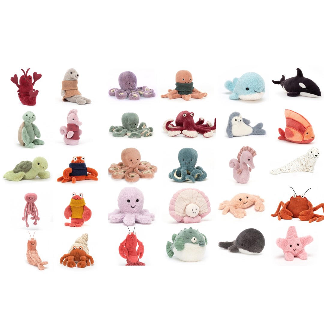 Ready Stock Jellycat Ocean Sea Odell Storm Odyssey Maya Fluffy Cozy Crew Octopus Jellyfish Larry Lobster Seal Pufferfish Whale Turtle Shrimp Scallop Clemmie Clam Sardine Seahorse Mussel Fish Crab Orca...