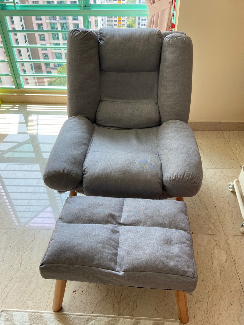 Reclining sofa with leg rest, Furniture & Home Living, Furniture, Sofas