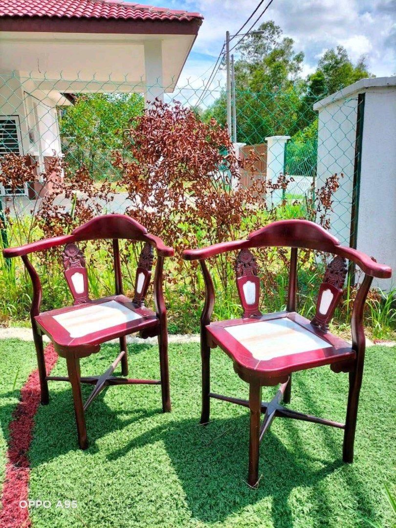 Red Wood Chair Marbles, Furniture & Home Living, Furniture, Other Home