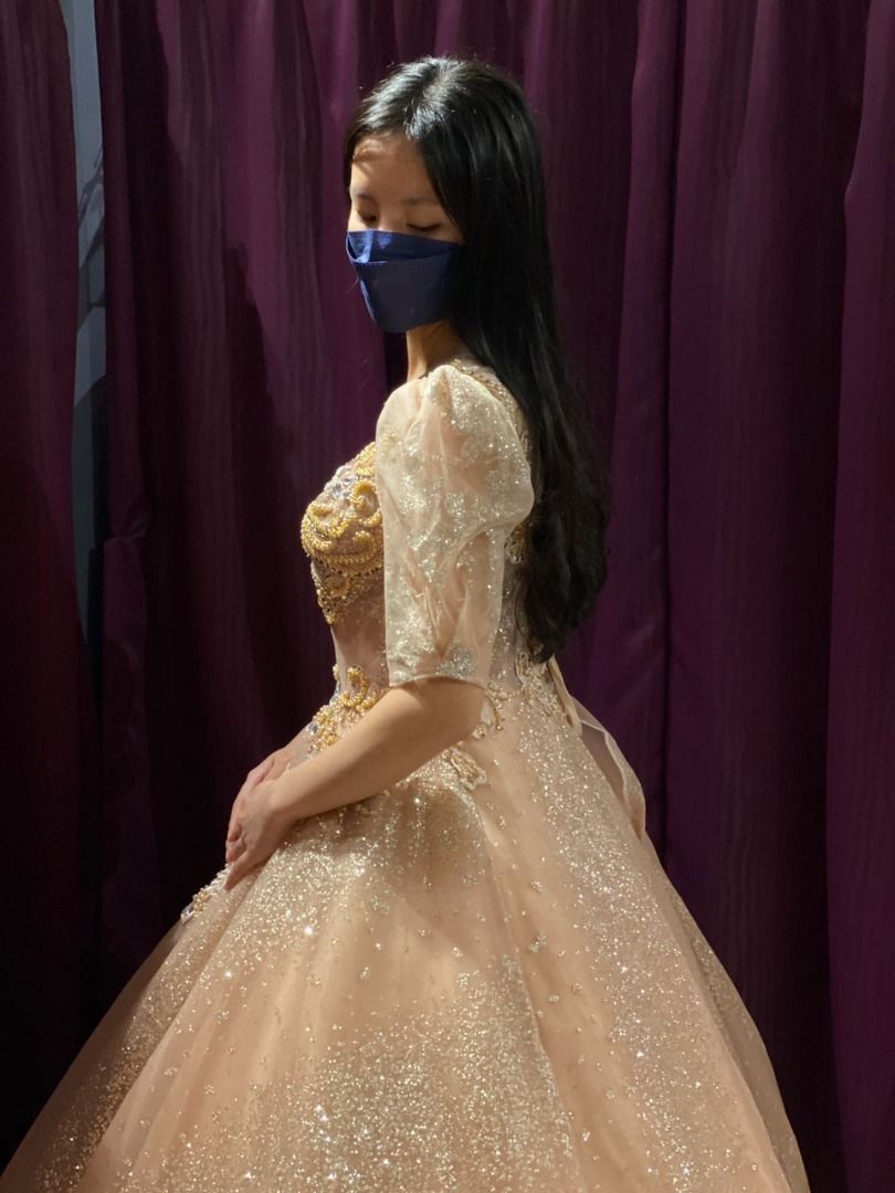 Rose gold store princess wedding dress