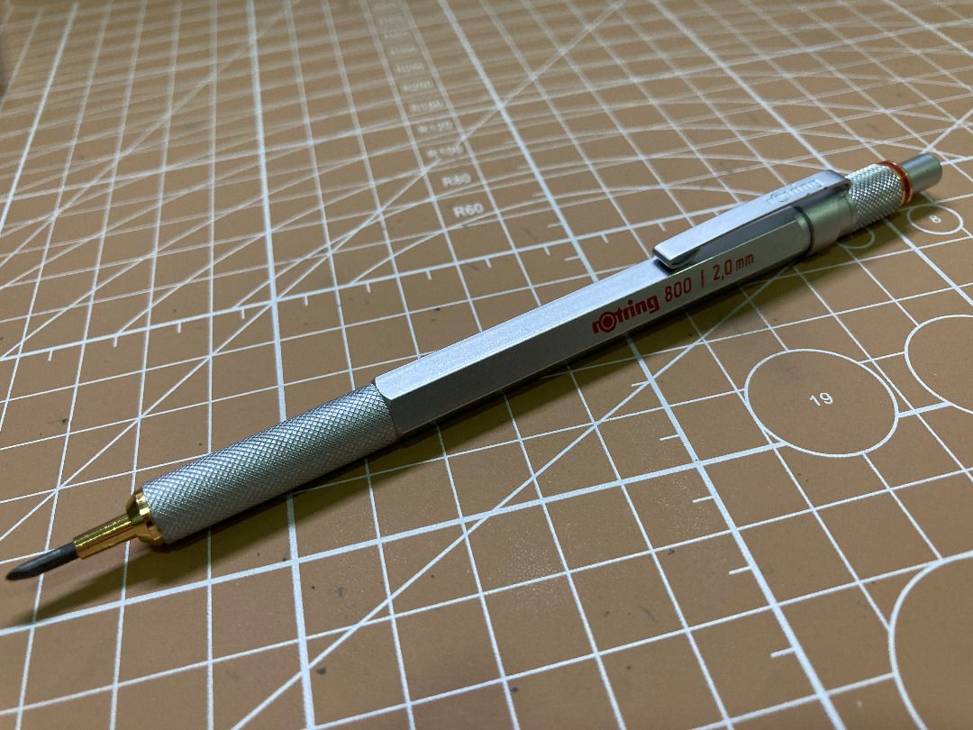 Rotring 800 2mm Silver Color Lead Holder Mechanical Pencil Drafting