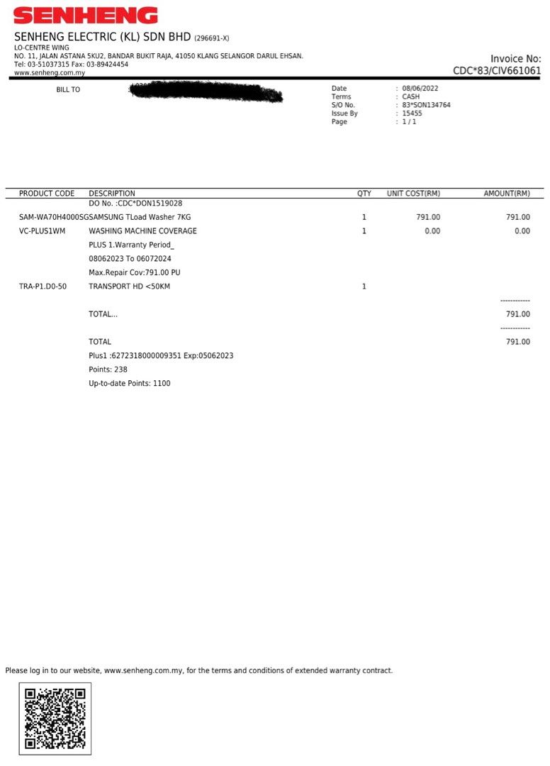 Samsung Washing Machine 7kg (Less than A Year Still under warranty), TV & Home Appliances