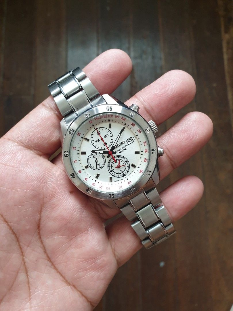 Seiko chronograph 100m white dial online