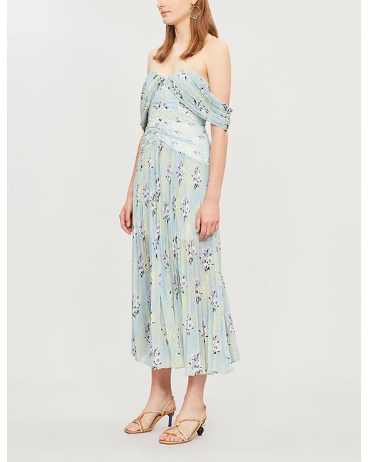 Self portrait off shop shoulder floral printed dress