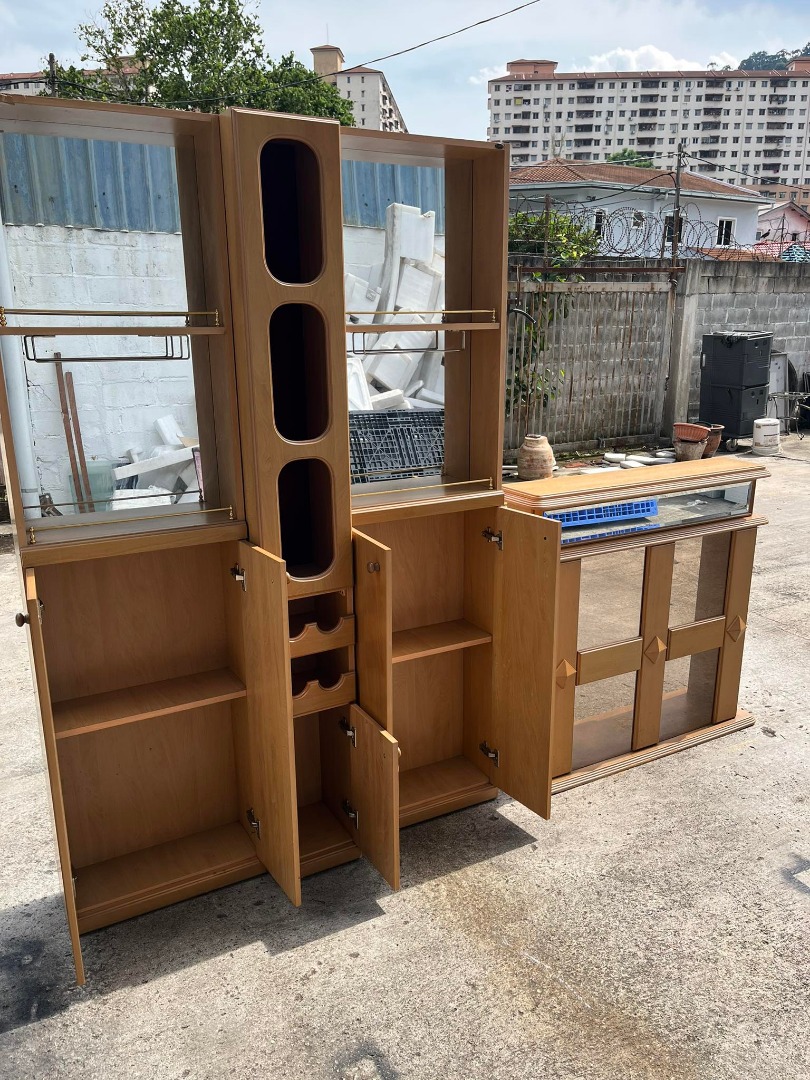 [Set] Tall Mirror Display Cabinet Rack Shelves + Side Console Table ...