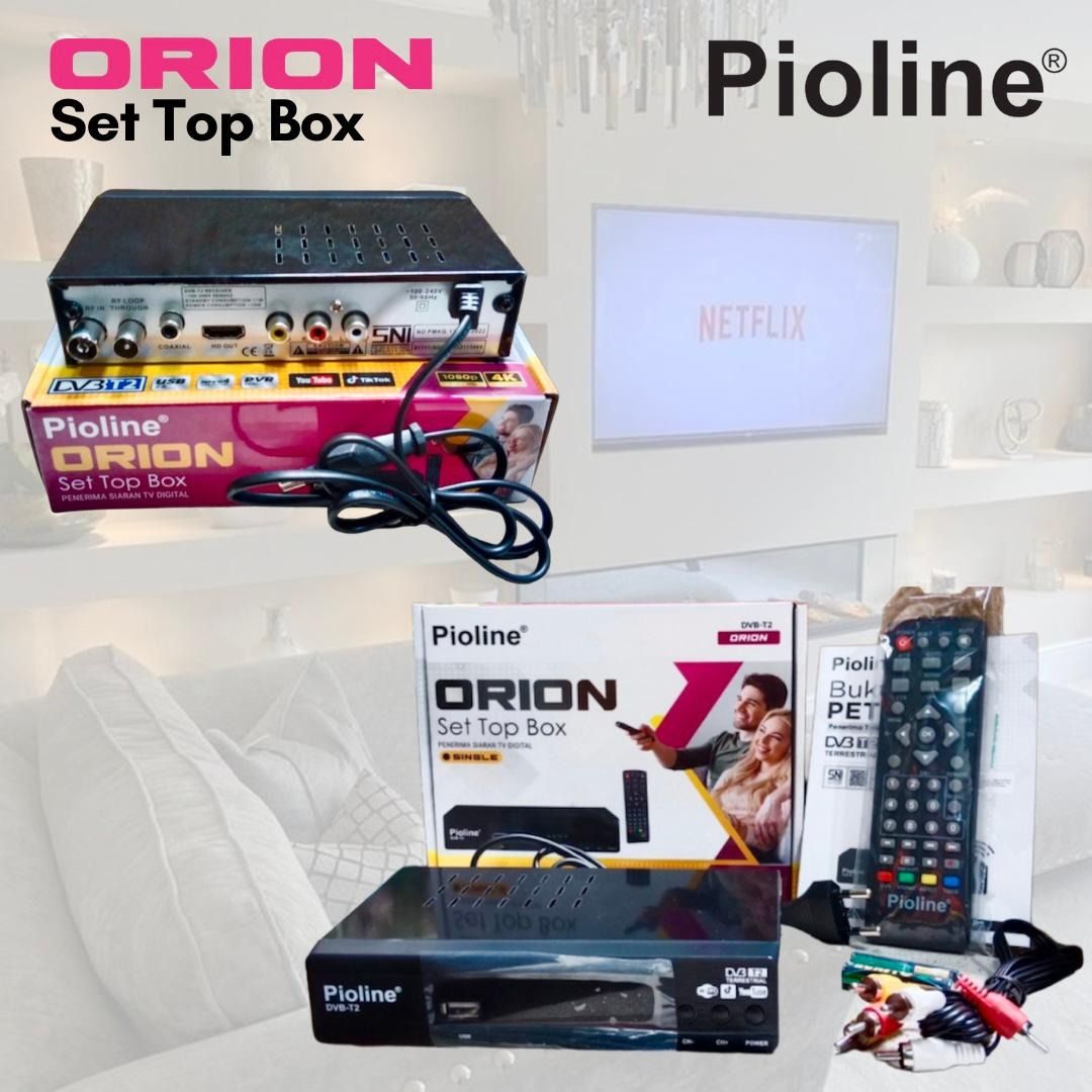 Set Top box Digital Orion DVBT2 / STB Body Besi + Remote dan kabel RCA