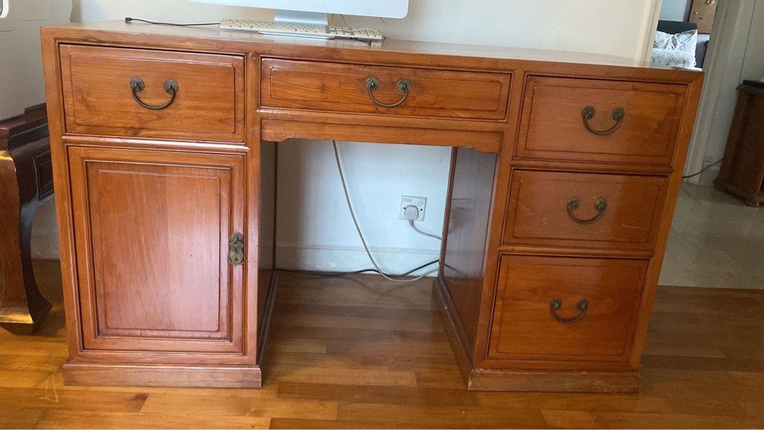 Solid Wood Study Table (Category: Tables & Sets) located in Singapore. Submitted by dips250 (Listing ID 1231086777, Image 2). Description: Sold wood table with good storage Condition 9/10 .