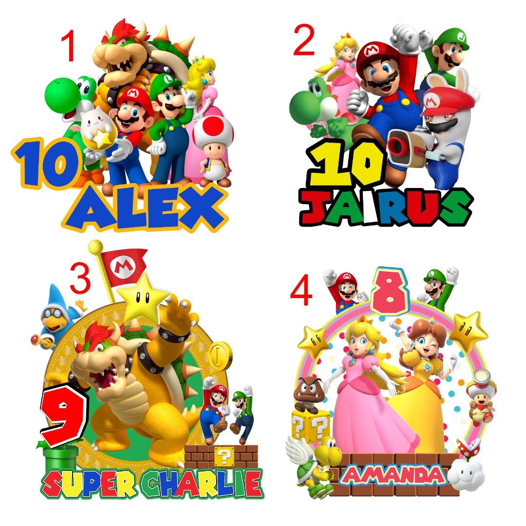 Super Mario Cake Topper, Mario Princess Peach, Birhtday Cake Topper