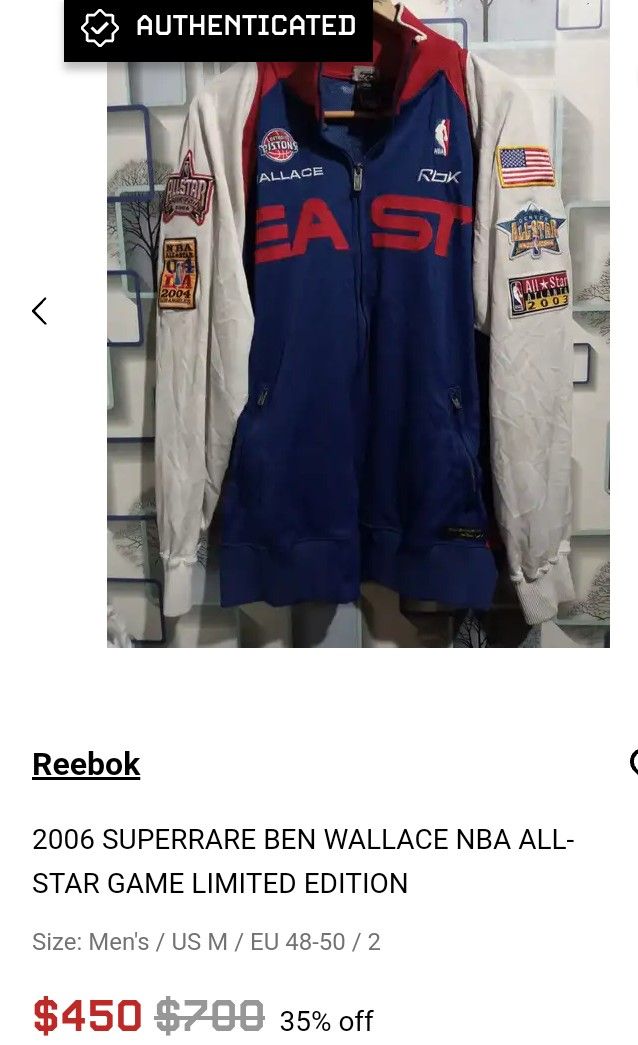 Reebok 2006 NBA All Star Game Full Zip Sewn Warmup Jacket-Large -NWOT