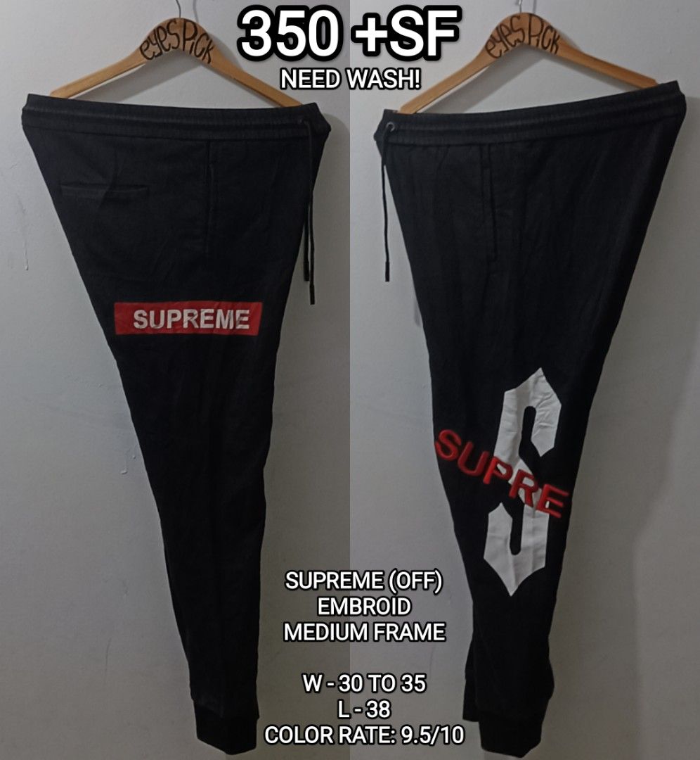SUPREME (OFF) EMBROIDERED ,MEDIUM SIZE FRAME, ISSUE: CHECK LAST PICTURE (Category: Joggers) located in Quezon City. Submitted by EyesPick (Listing ID 1231244957, Image 1). Description: SEE PICTURES FOR DETAIL.