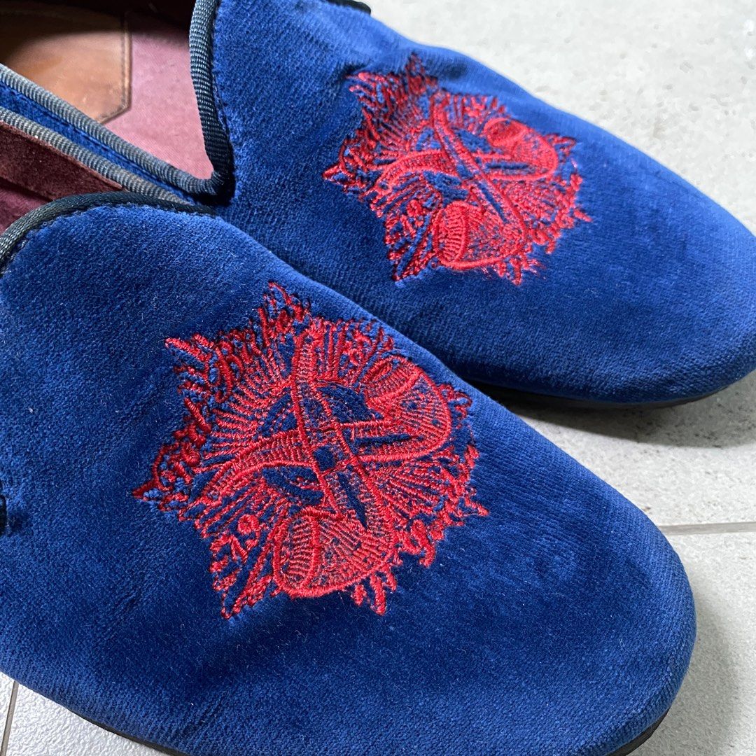 Men's embroidered velvet slippers 2025