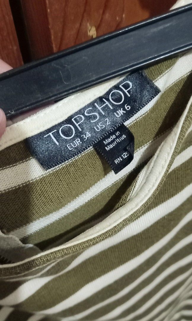 TOPSHOP stripes dress (Category: Dresses) located in Quezon City. Submitted by prelovesh (Listing ID 1231196078, Image 2). Description: Preloved army green and white RFS: decluttering XS-S.