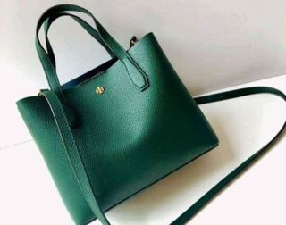 Rush Tory Burch green leather tote bag for sale