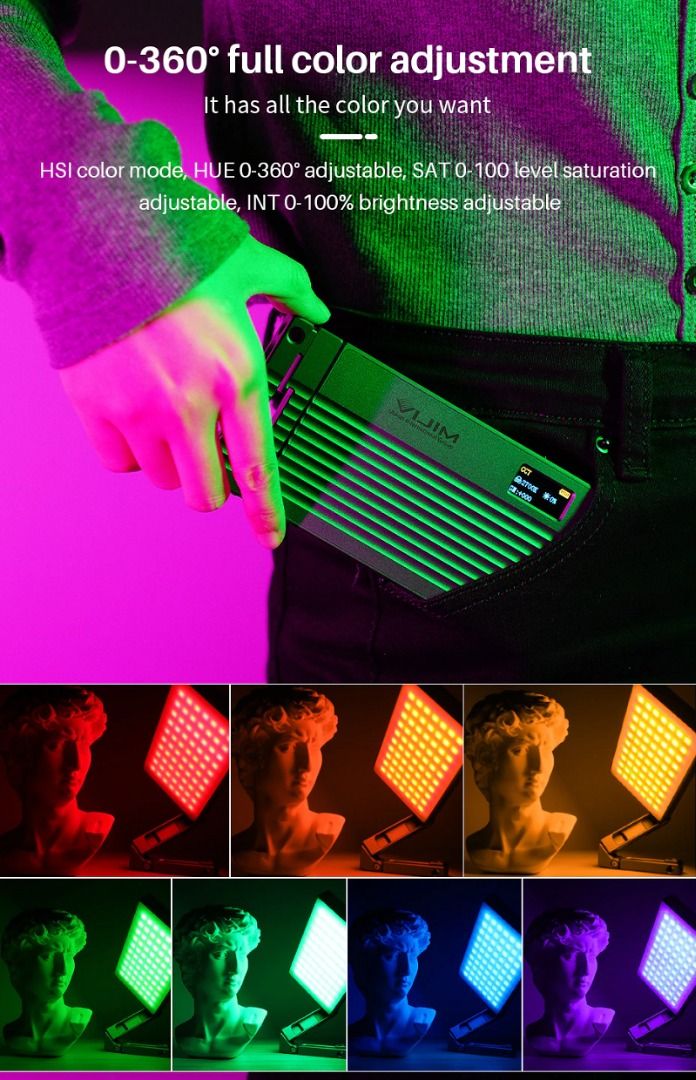 Ulanzi VIJIM R70 Full Color Dimmable RGB Led Video Light With Magic Arm