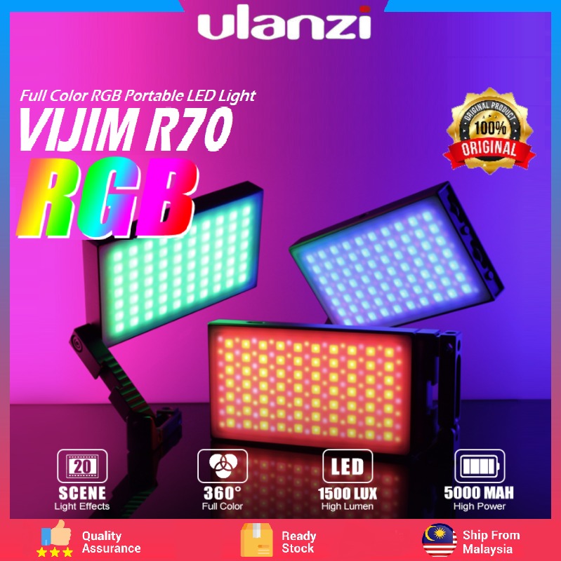 Ulanzi VIJIM R70 Full Color Dimmable RGB Led Video Light With Magic Arm