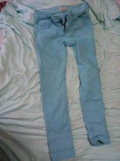 Uniqlo UJ skinny jeans in turquoise blue