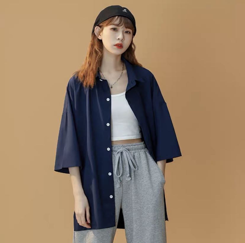 +NAVY OVERSIZED TOP