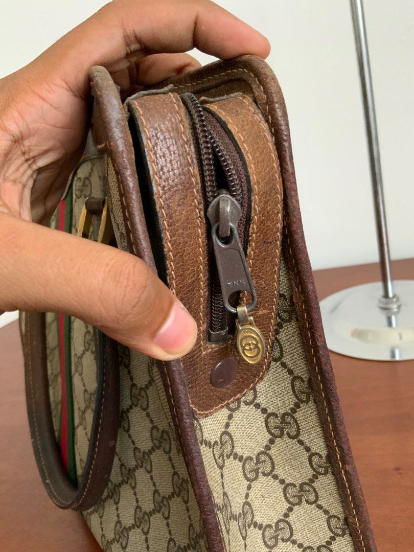 Vintage Gucci Monogram Pig Skin Document Bag