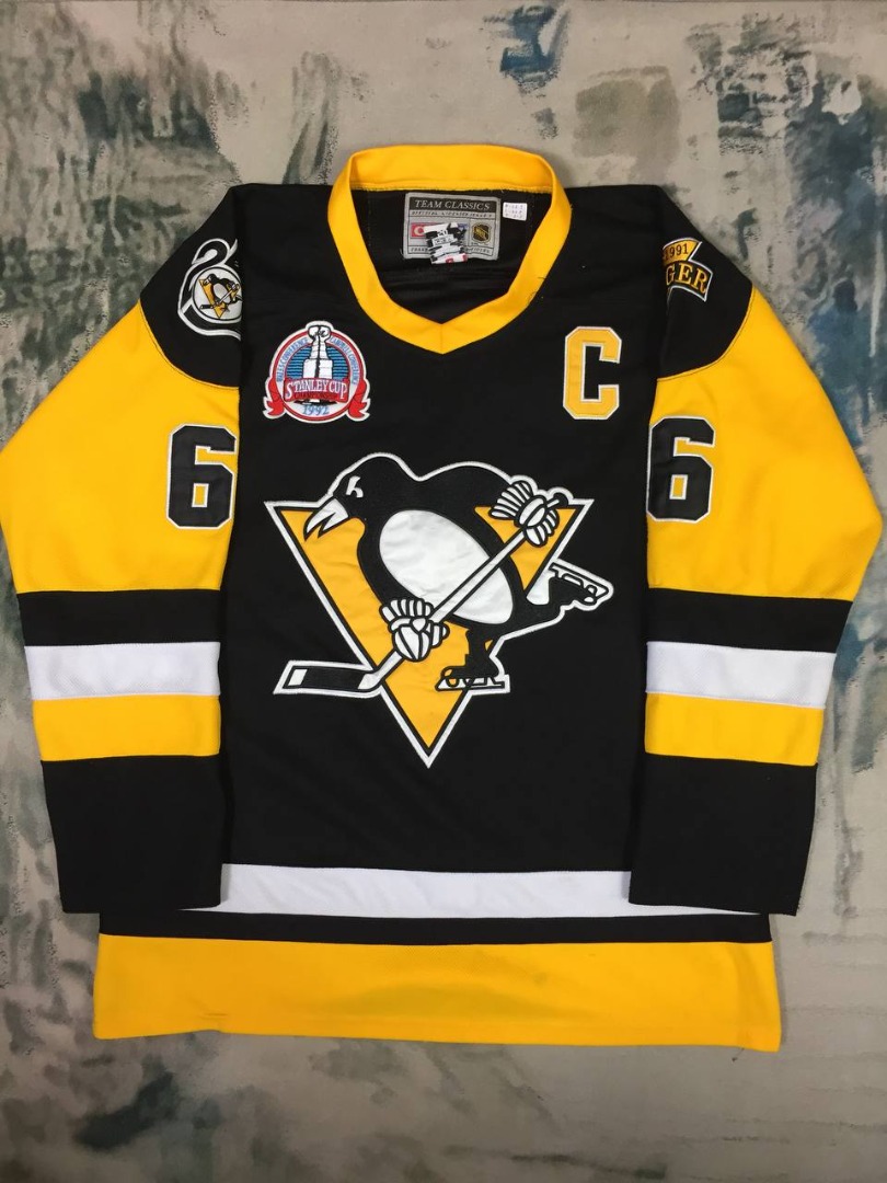 Vtg CCM NHL Pittsburgh Penguins Mario Lemieux Stanley Cup 1992 Jersey