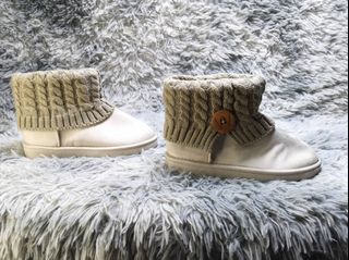 White Knit Ankle Boots