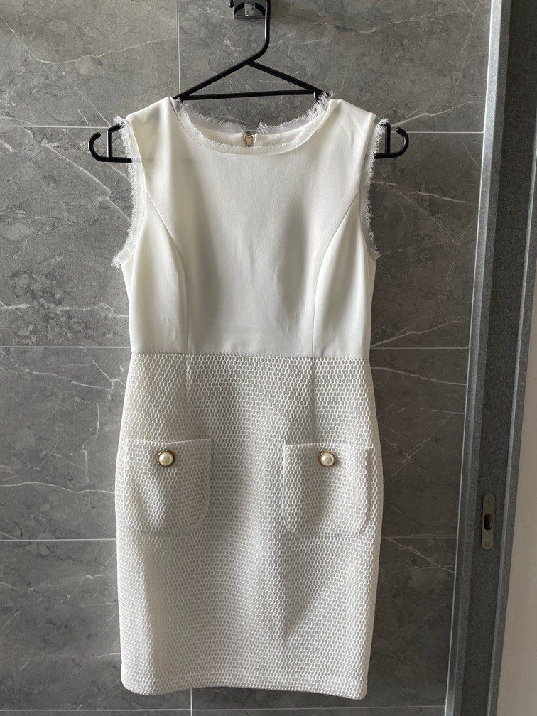 White work dress with details, Women's Fashion, Dresses & Sets, Dresses