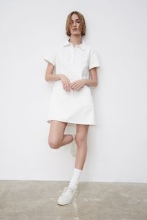 Zara denim white dress