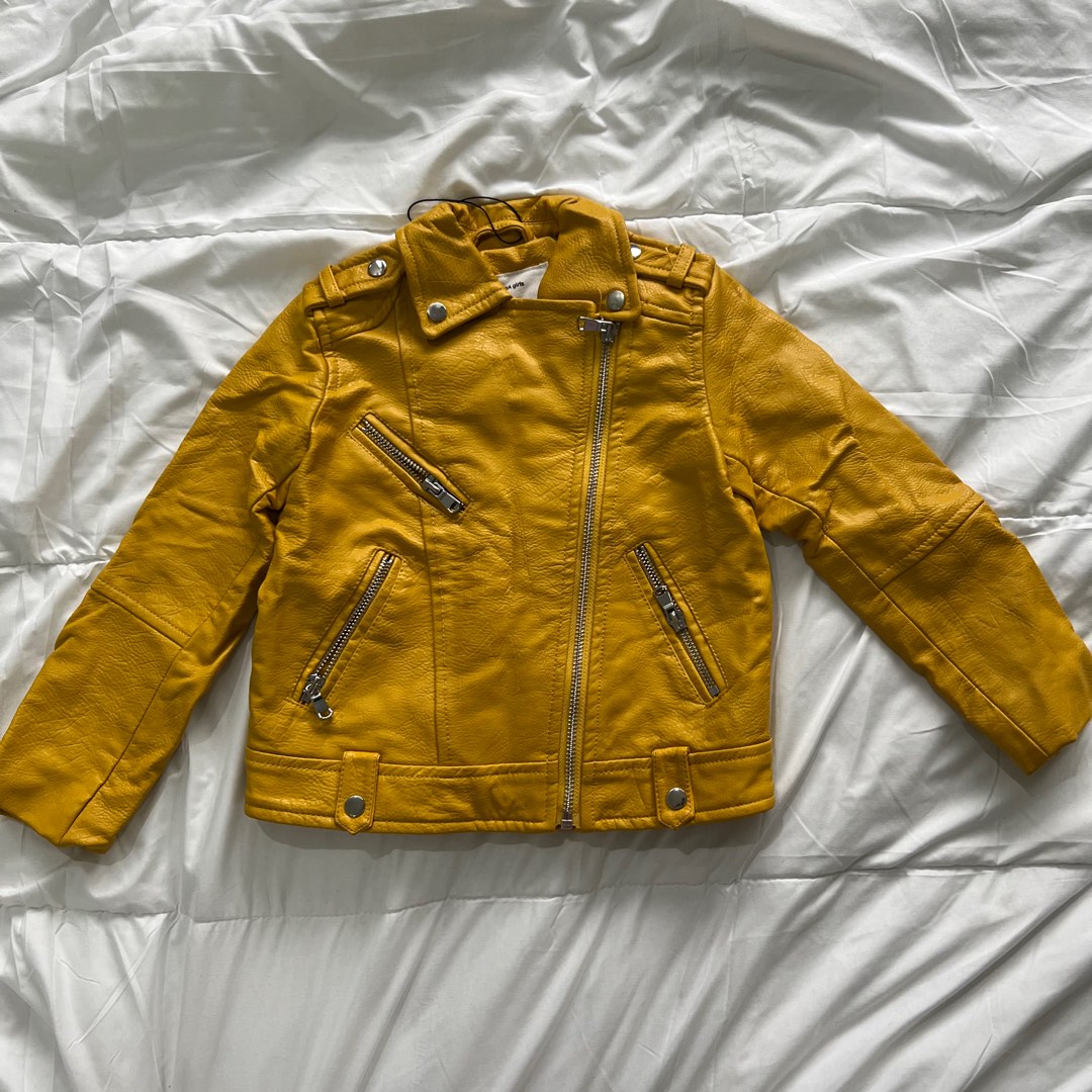 Zara mustard faux leather jacket on Carousell