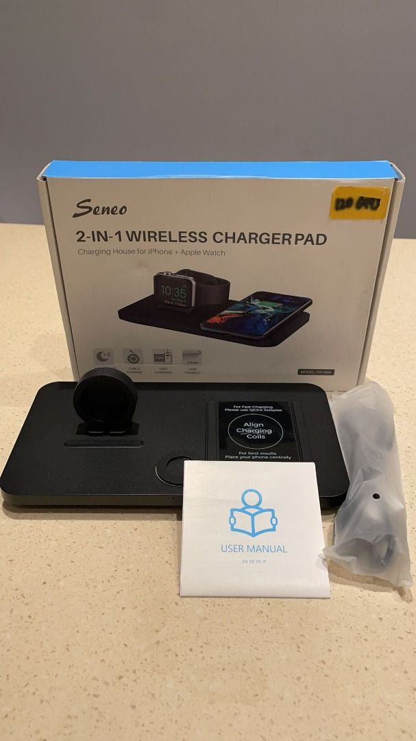 3424 SENEO 2 IN 1 WIRELESS CHARGER PAD APPLE WATCH CHARGING PAD