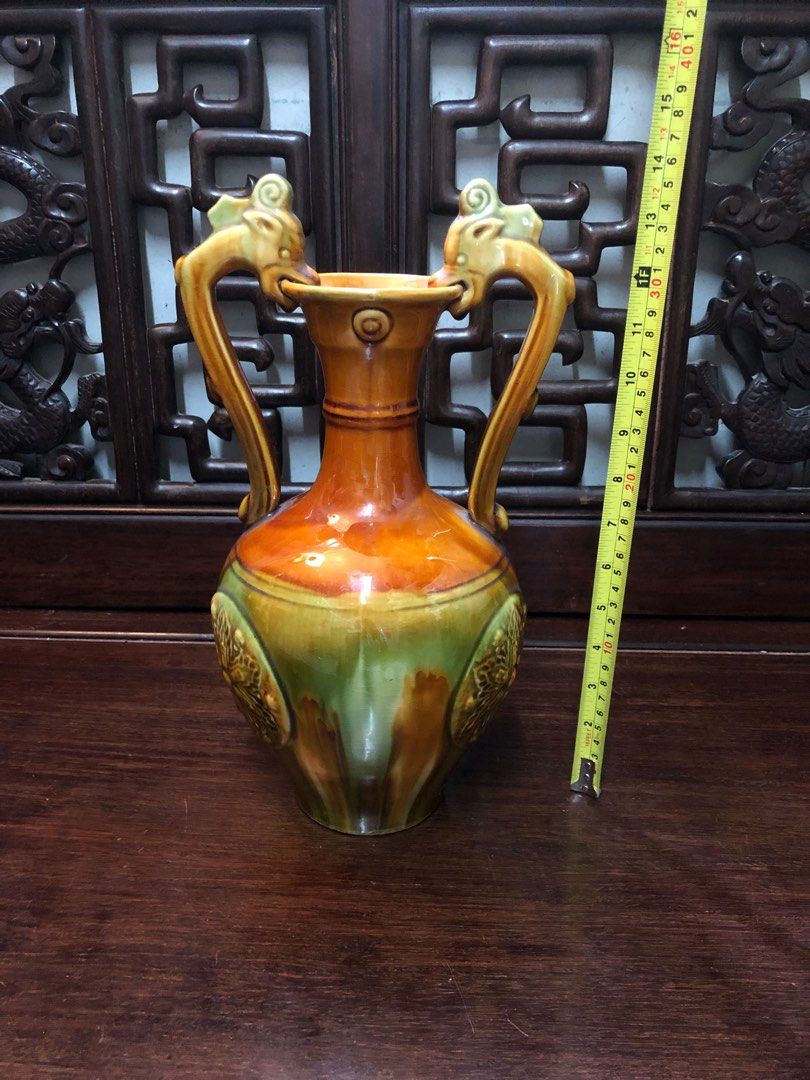 唐三彩 花瓶 タサチ 最大幅約13㎝ 東里7-0131①